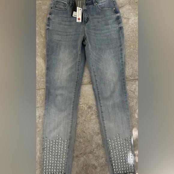 Frank Lymon Blue Denim Size Small Jeans Beaded - Picture 1 of 6